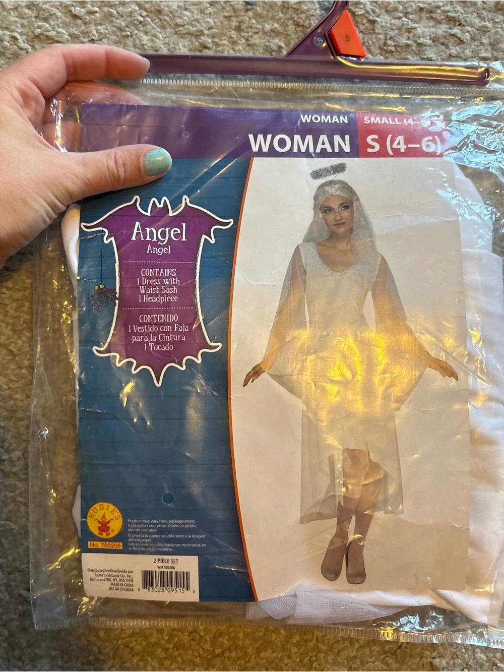 Rubie's White Angel Maxi Dress Costume with Halo NEW Small Halloween Christmas